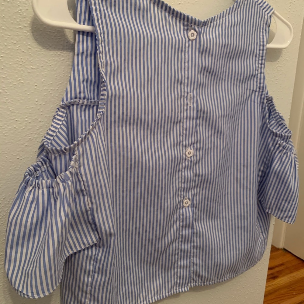 blue and white stripped tank top